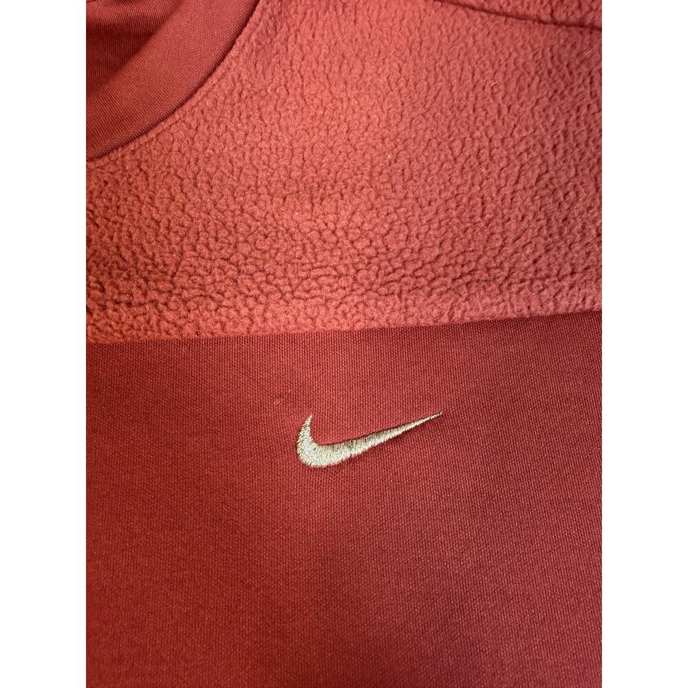 Nike Sweatshirt Womens M Red Fleece Pullover Colorblock Glitter CJ0007-661 - Picture 4 of 12